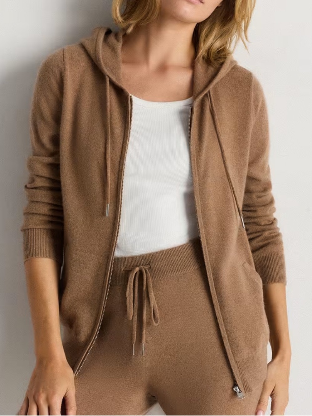 Quince Mongolian Cashmere Full-Zip Hoodie Teak Women’s Size S - Picture 2 of 12